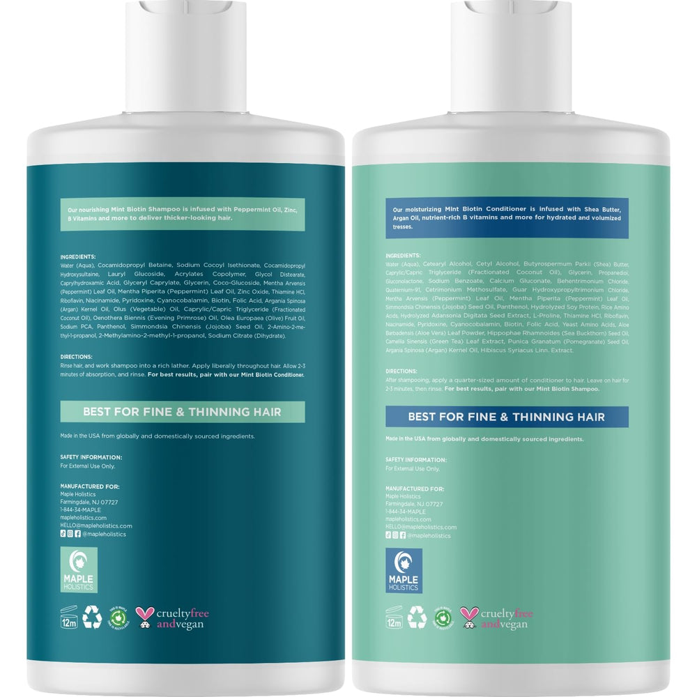 Maple Holistics volumizing biotin conditioner bottle front for smoother, thicker-looking hair