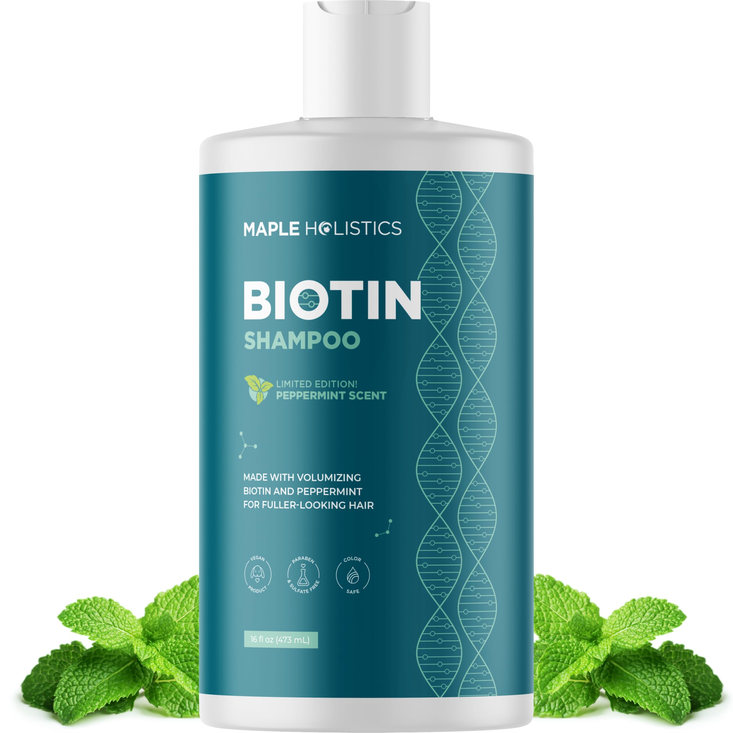 Maple Holistics volumizing biotin shampoo bottle offers a gentle cleanse for thinning hair