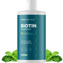 Maple Holistics volumizing biotin shampoo bottle offers a gentle cleanse for thinning hair