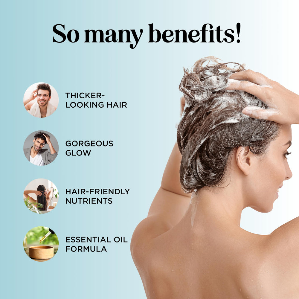 Maple Holistics volumizing biotin shampoo pour shows minty formula for refreshed scalp care