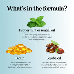 Maple Holistics Biotin Shampoo bottle with peppermint leaves for scalp refresh