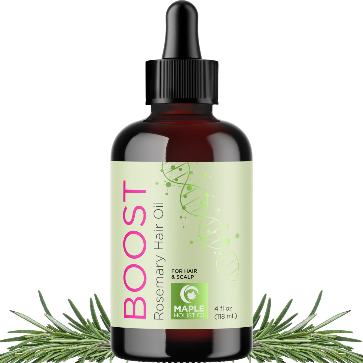 Maple Holistics volumizing-rosemary-hair-oil-bottle-pour promotes lightweight scalp hydration