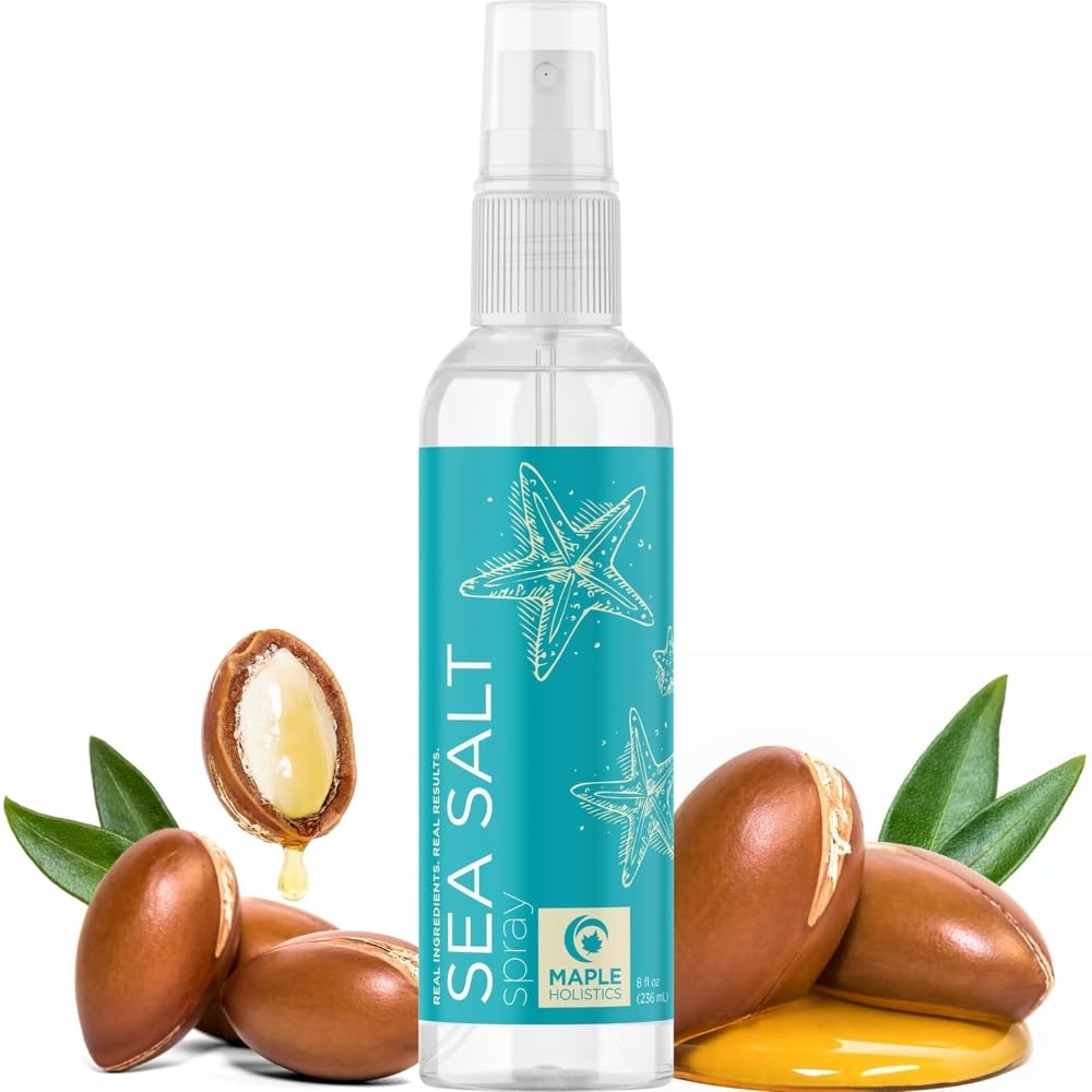 Maple Holistics volumizing sea salt spray bottle adds lift for fine hair on the go.