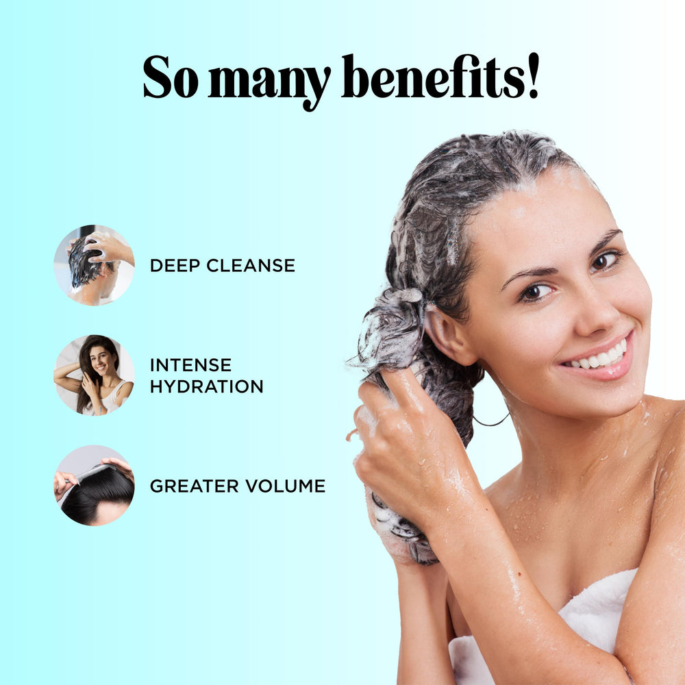 Volumizing shampoo foam image highlighting lift and fullness