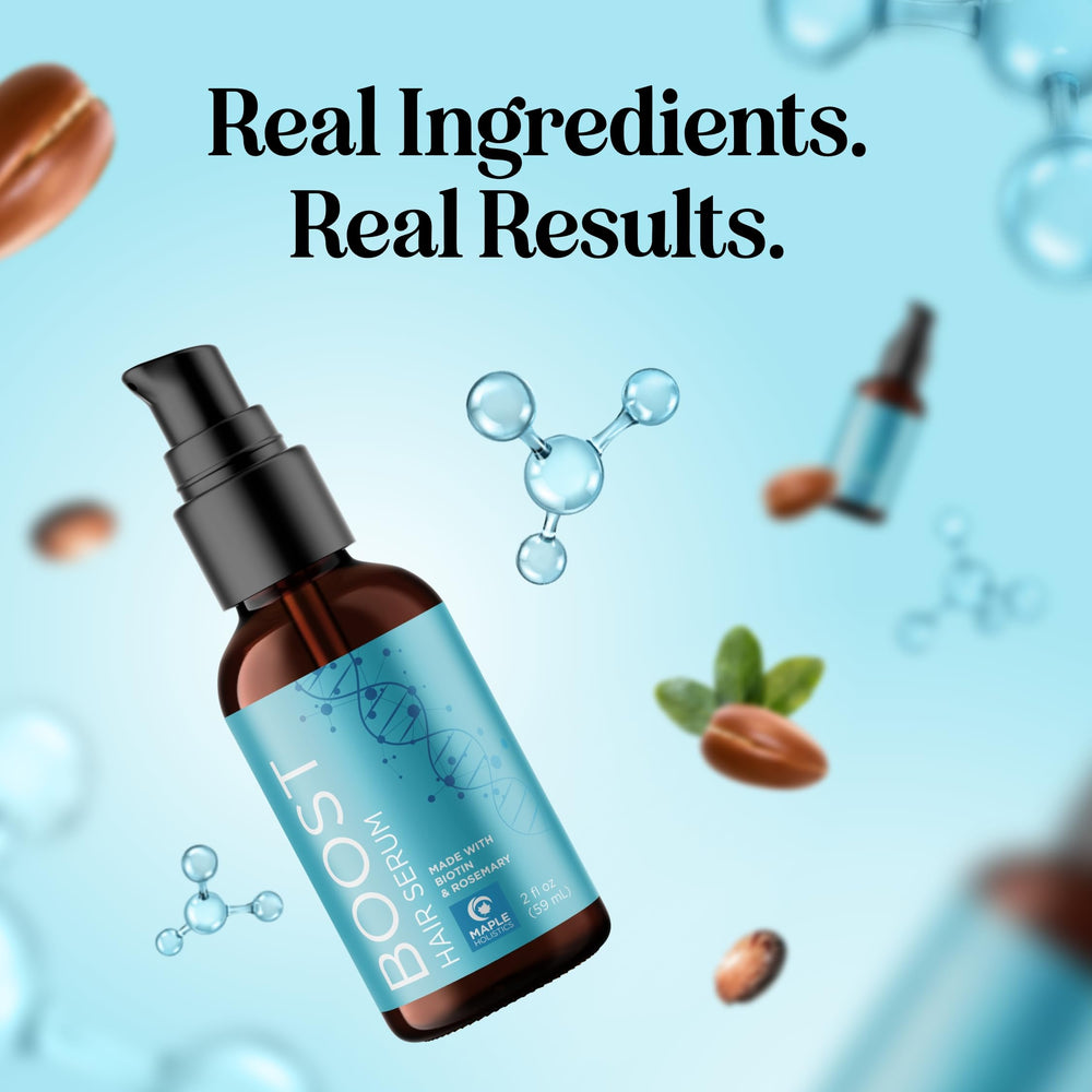 Maple Holistics weekly hair care rhythm image with serum use.