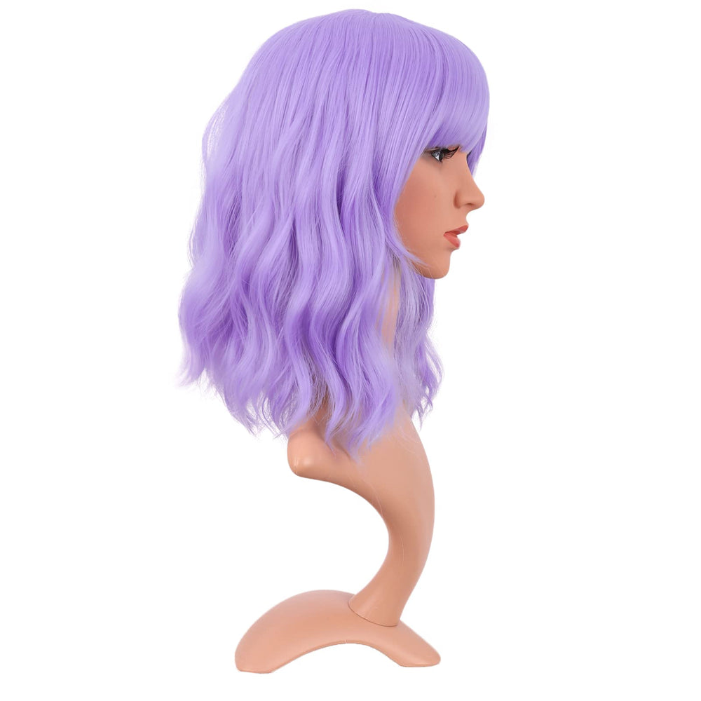 MapofBeauty 14in light-purple wig back view showcasing volume for versatile looks.