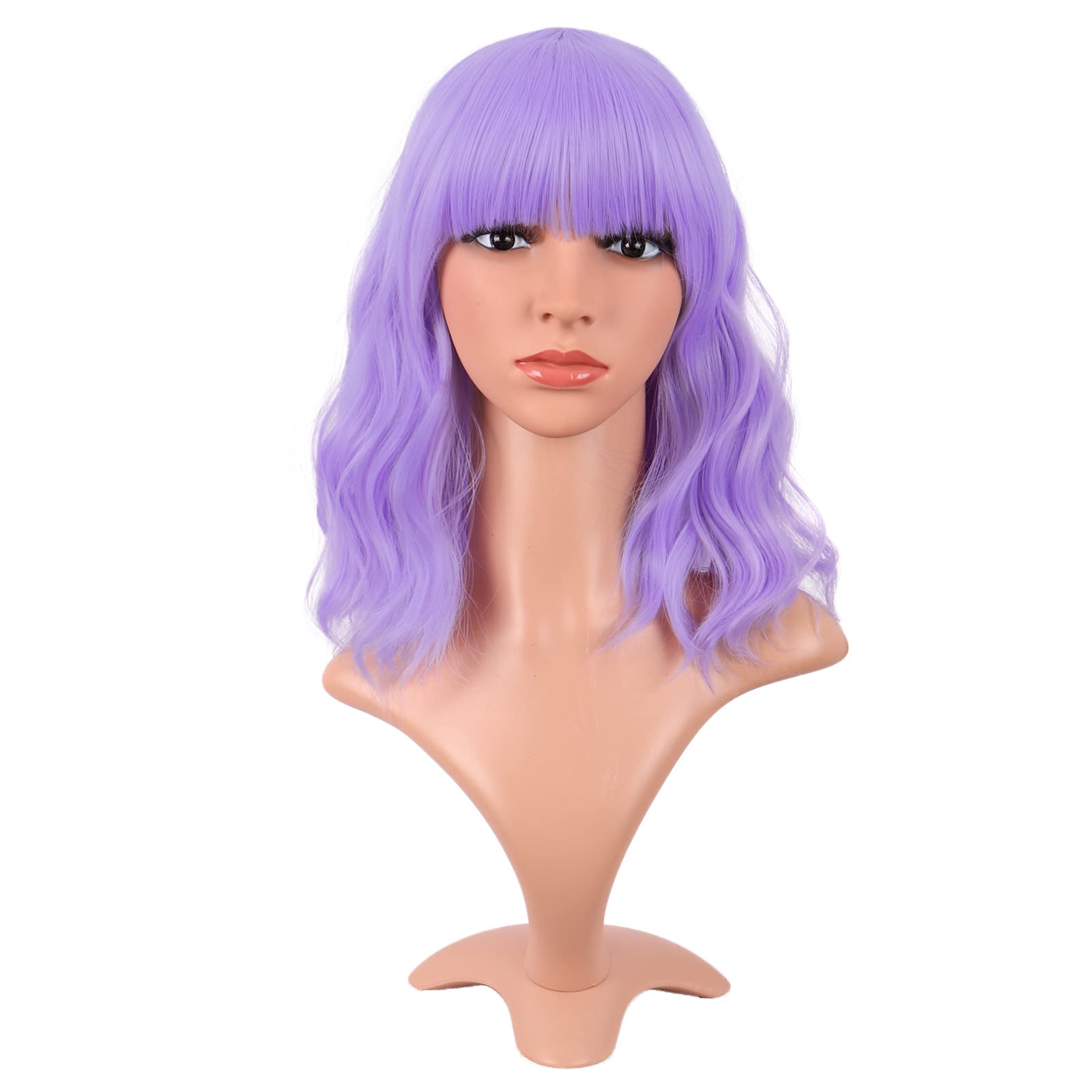 MapofBeauty 14in light-purple wig front view for easy everyday styling.