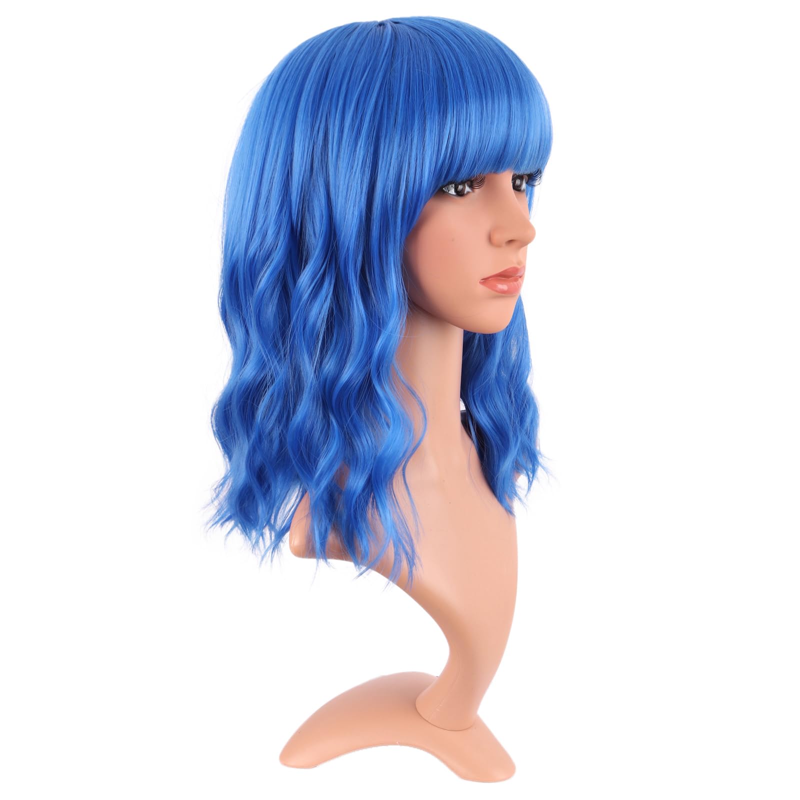 MapofBeauty blue bob wig back view showing balanced volume.