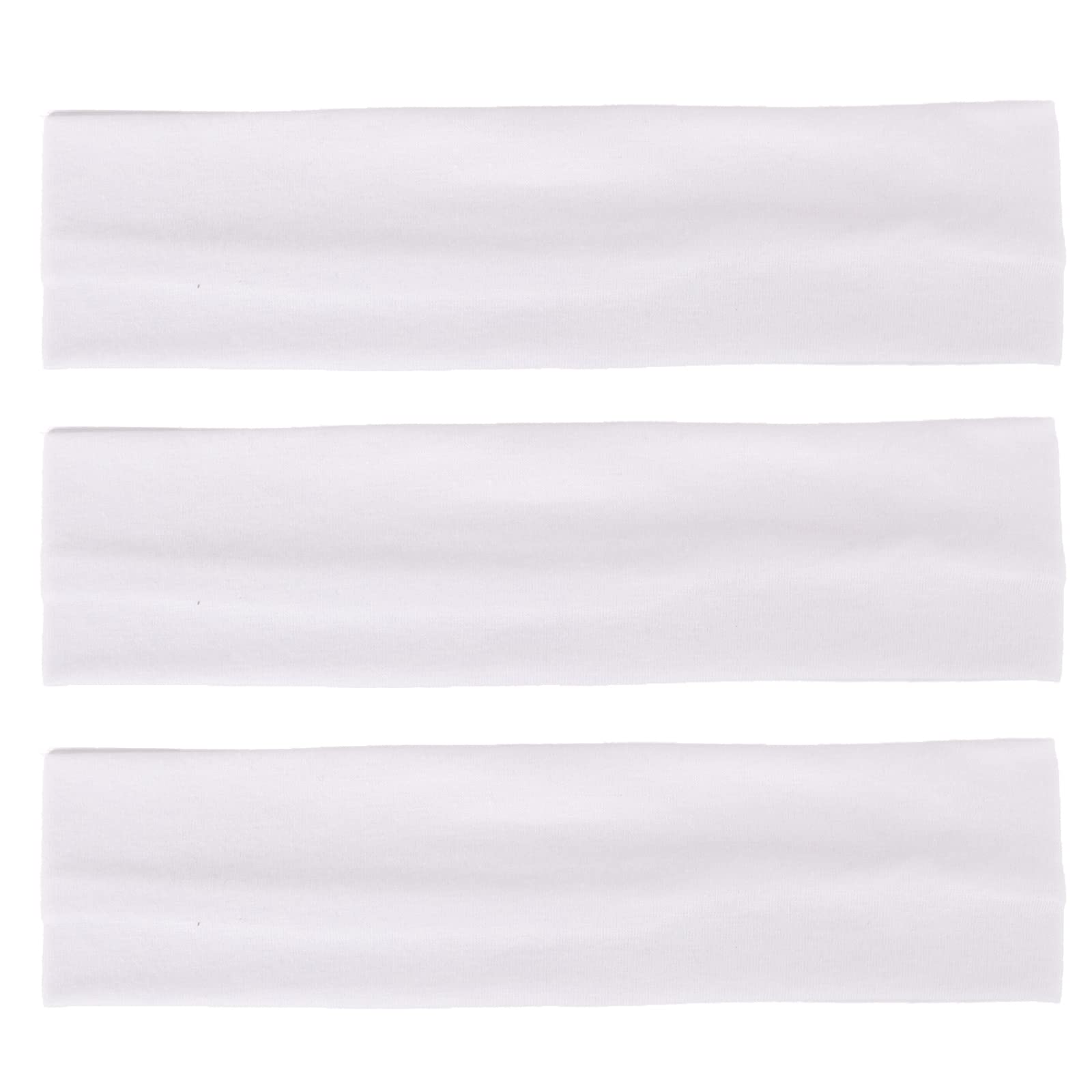 MapofBeauty 3Pack yoga headbands in white with stretch for workouts