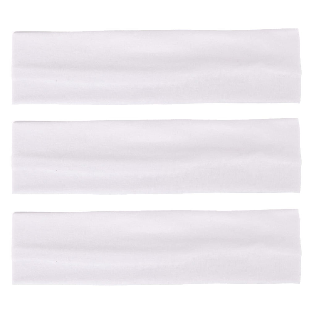 MapofBeauty 3Pack yoga headbands in white with stretch for workouts
