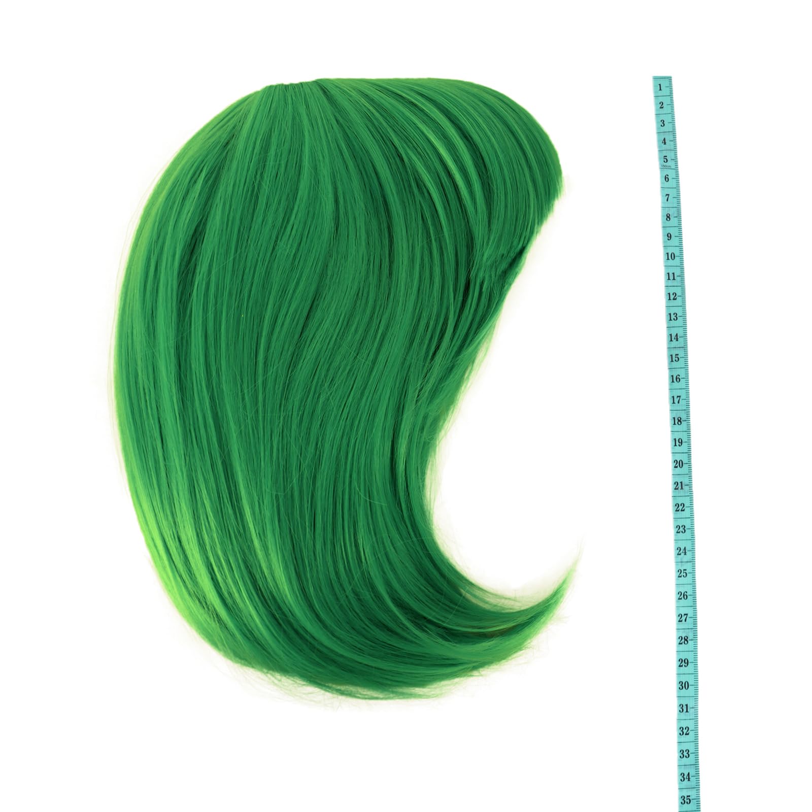 MapofBeauty green bob wig curl-demo demonstrates heat styling