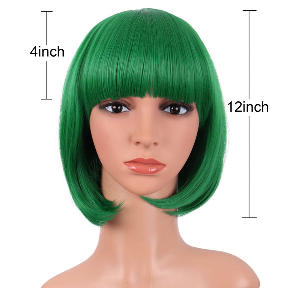 MapofBeauty green bob wig on model for real-life fit