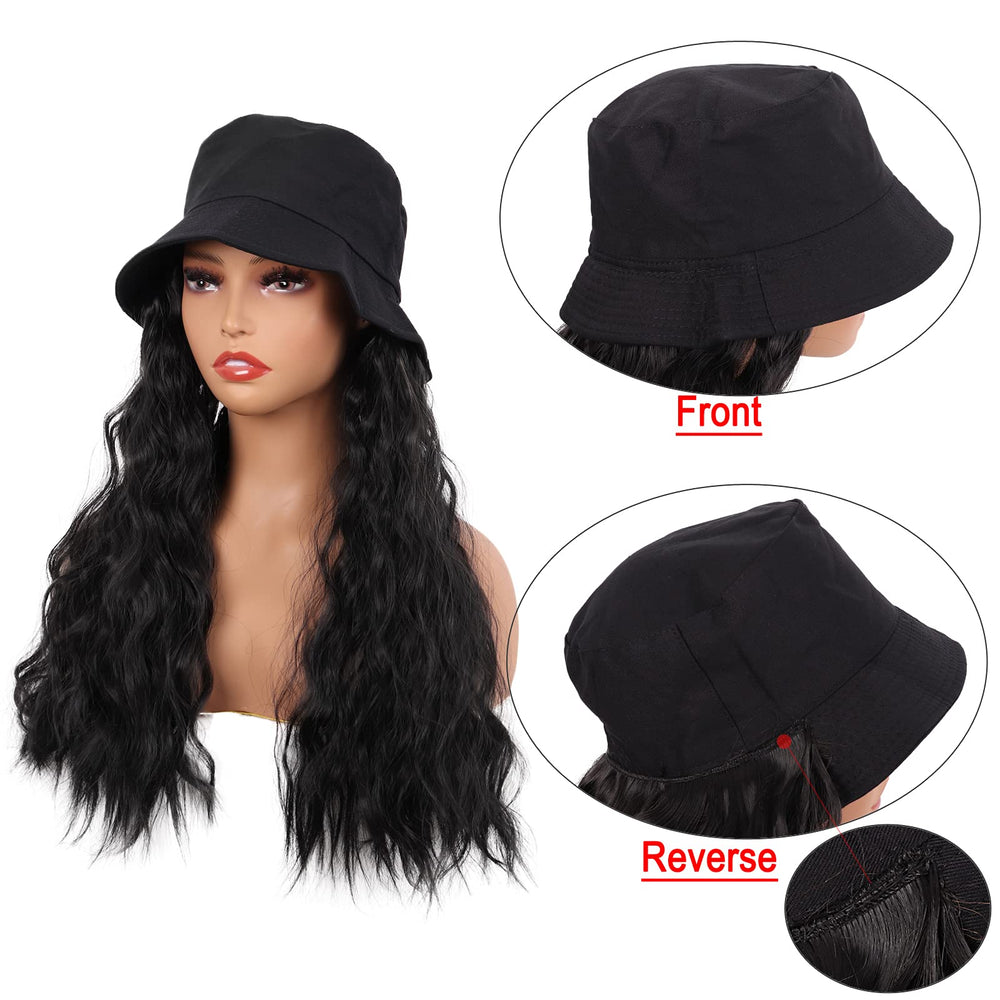 MapofBeauty hat wig 24inch cap-adjustment view for comfortable secure fit.