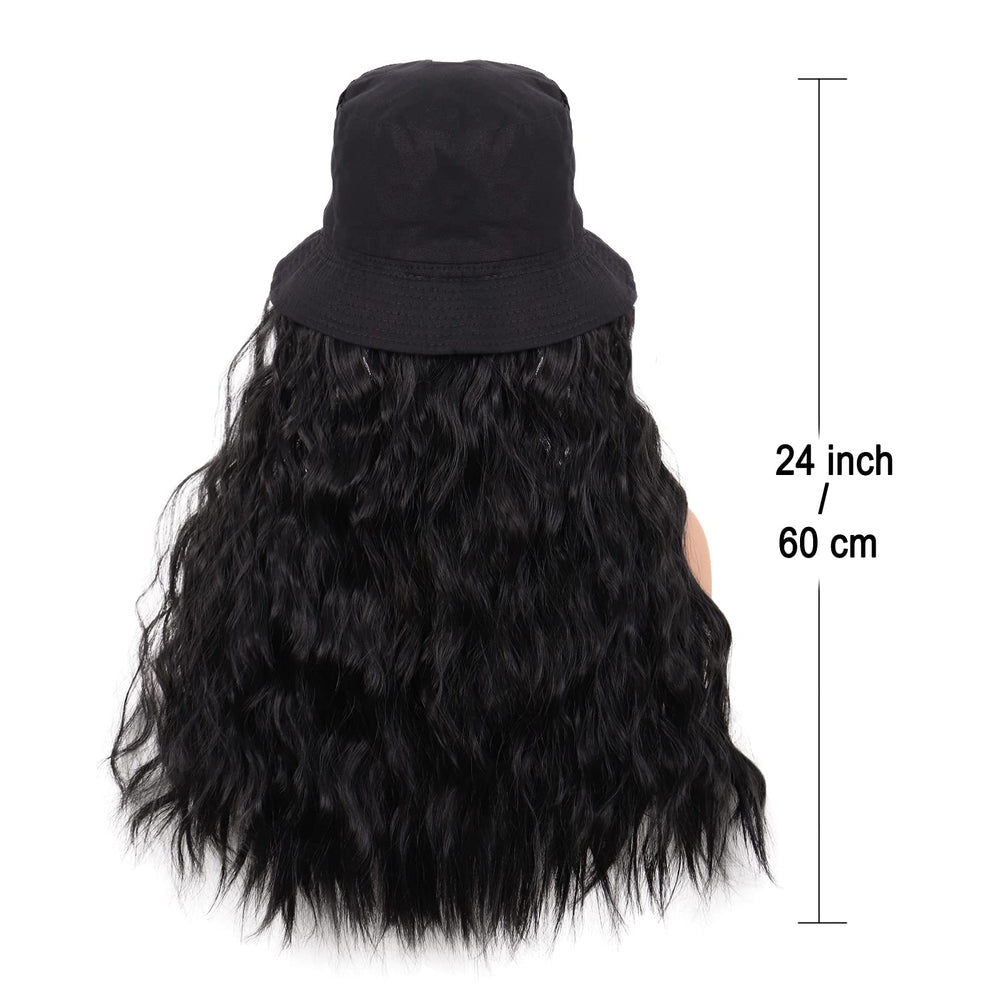 MapofBeauty hat wig 24inch thermo-fiber closeup emphasizes heat-friendly styling.