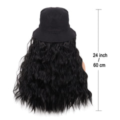 MapofBeauty hat wig 24inch thermo-fiber closeup emphasizes heat-friendly styling.