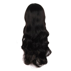 MapofBeauty long wavy wig in black back view showing natural movement
