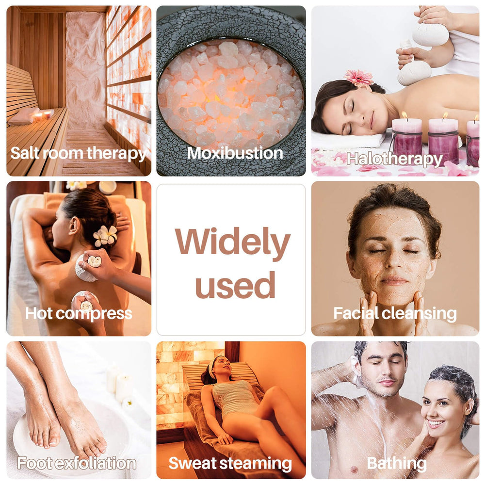 MAQIHAN Pink Salt in warm water promotes relaxation and skin nourishment.