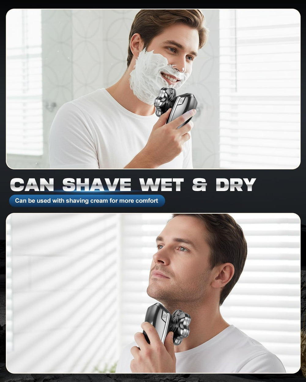 Maraiss Head Shaver 7D floating blades glide across contours for smooth neck and jawline.