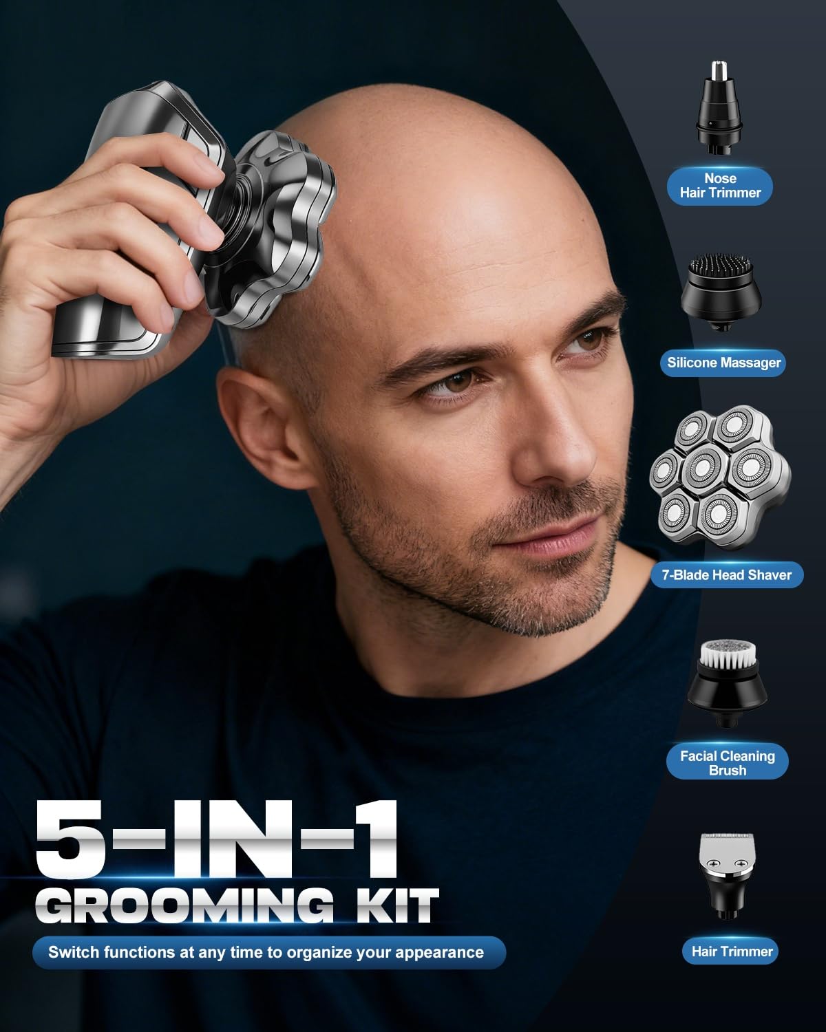 Maraiss Head Shaver LED power display helps monitor battery life during grooming.