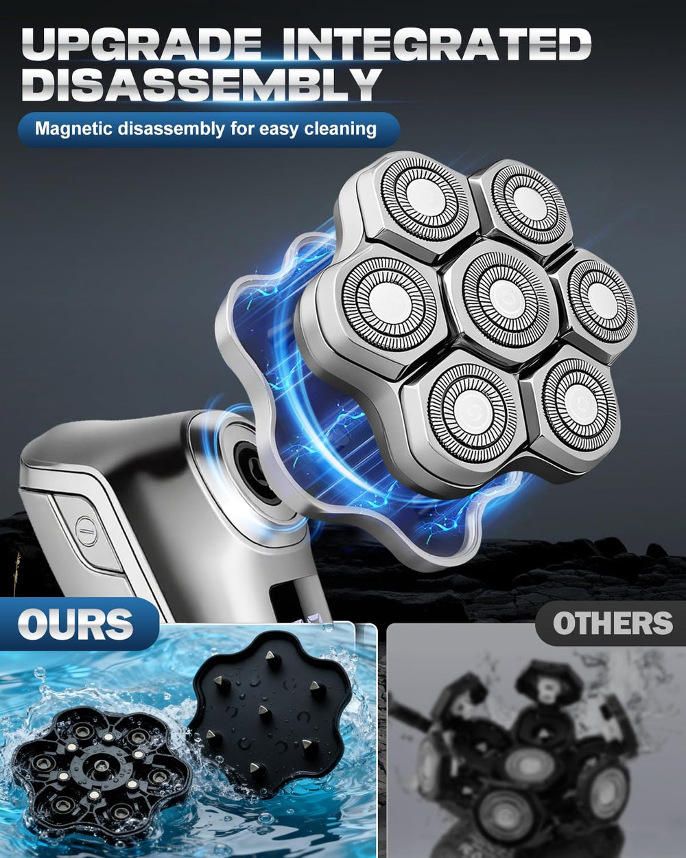 Maraiss Head Shaver quiet operation and secure grip support comfortable, precise shaving.