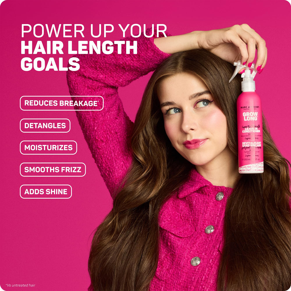Marc Anthony close-up of ingredients label highlighting biotin and caffeine benefit