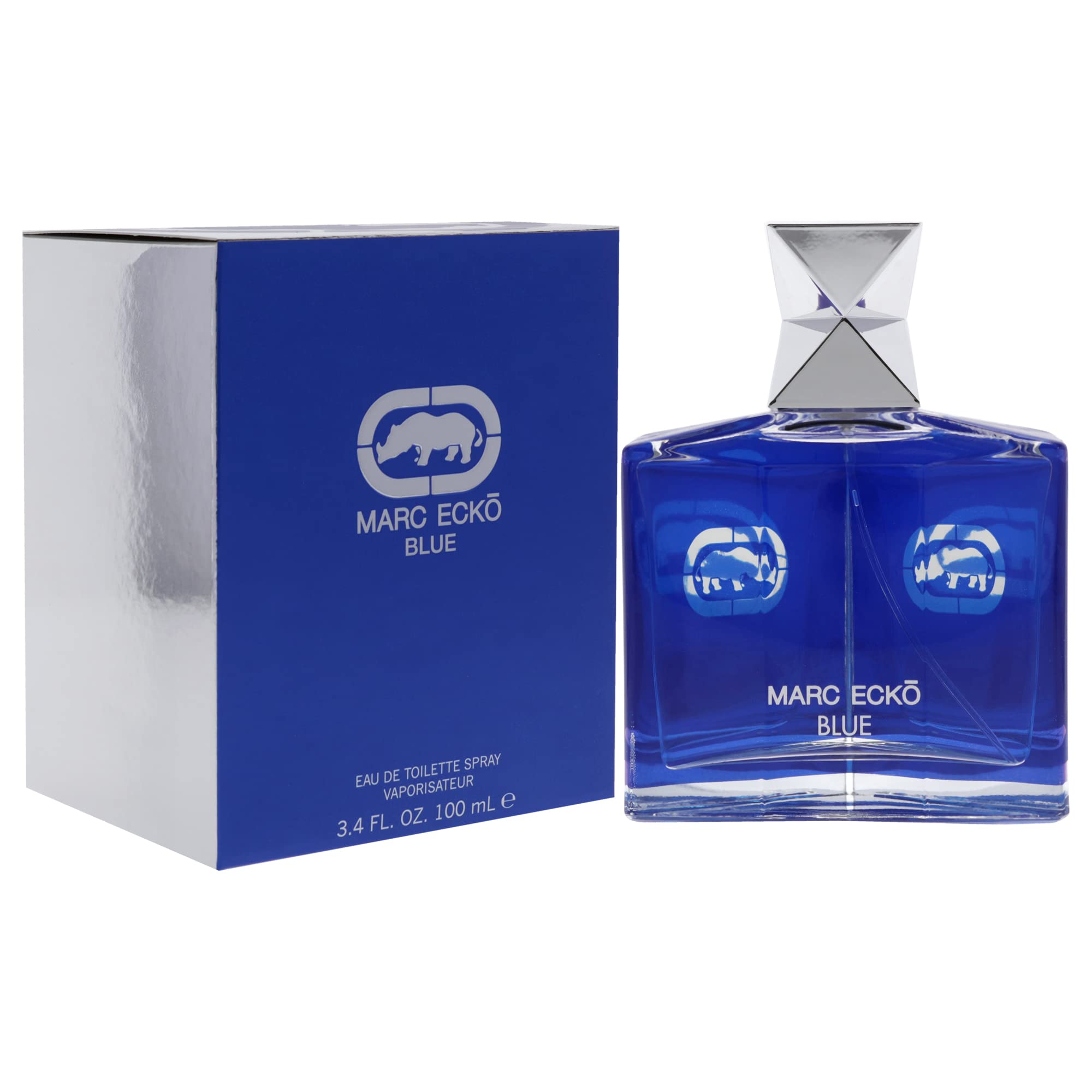 Marc Ecko Blue base notes of musk and sandalwood offer lasting depth.