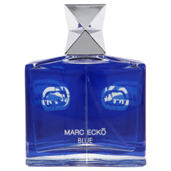 Marc Ecko Blue bottle spray showcases the refreshing opening for daytime use.