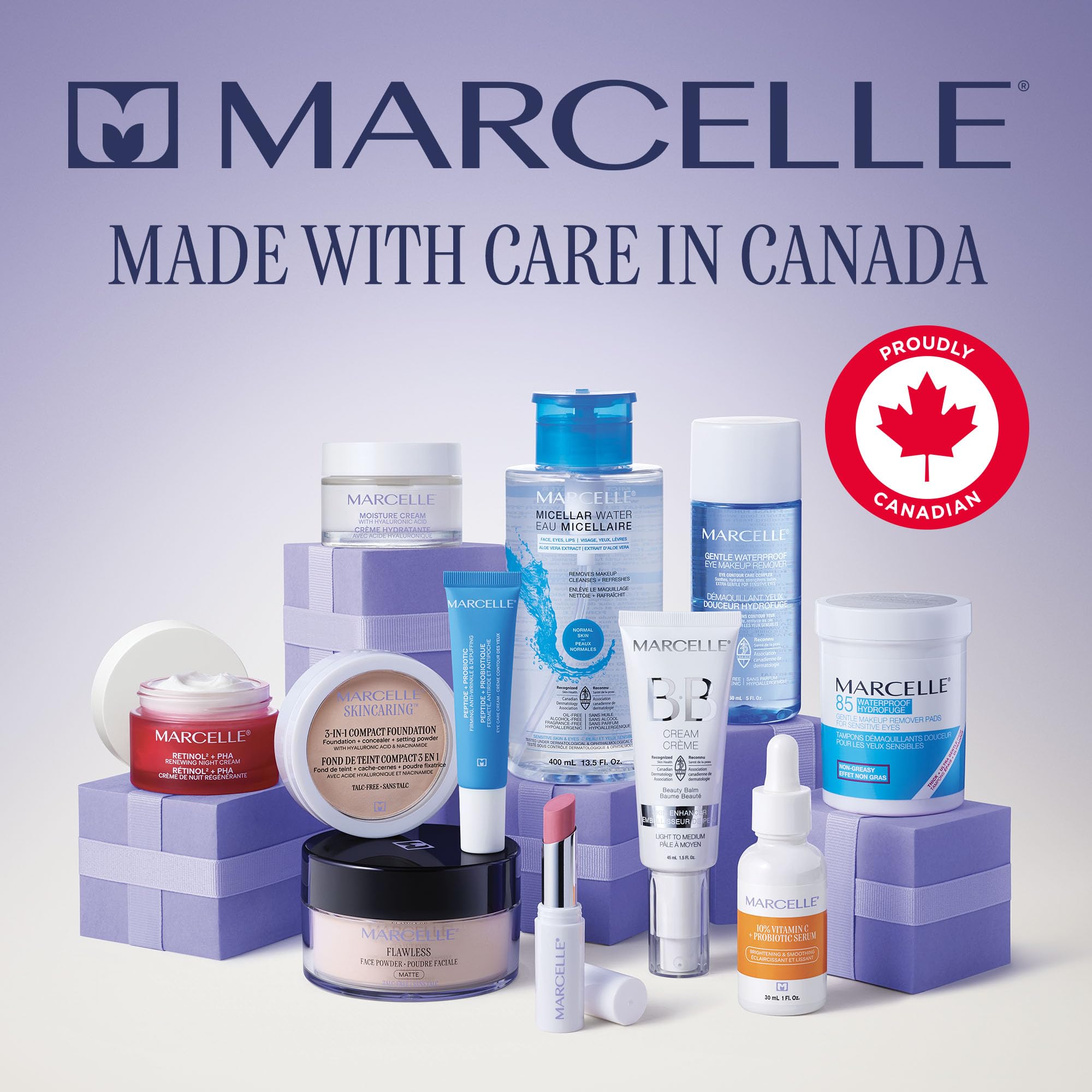 Marcelle pads displayed at home, showing easy integration into skincare routines.