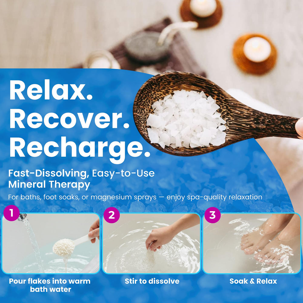 MARCO ESRA Soothing bath scene with magnesium flakes delivering a calming spa-like experience.