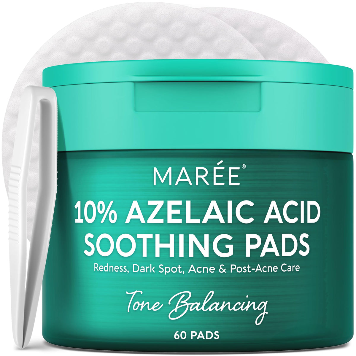 MAREE azelaic acid pads bottle for daily exfoliation and smoother skin