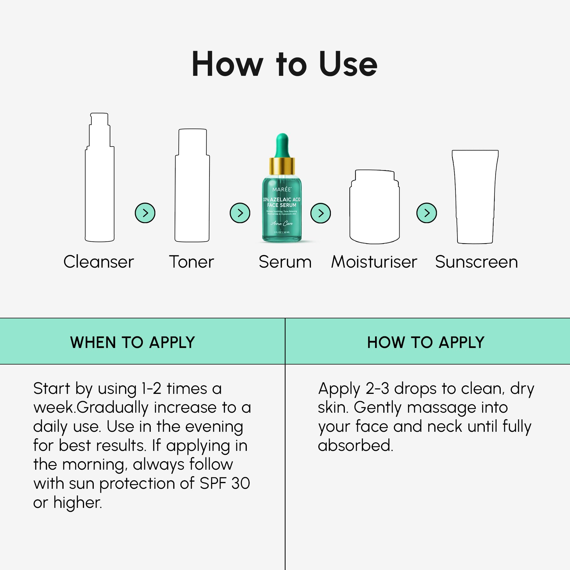 MAREE azelaic serum dispense-action reveals easy, mess-free daily use