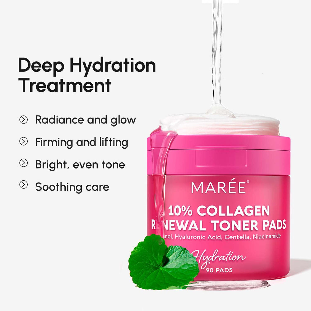 MAREE Collagen Acne Clearing Polish Pad — hydrating antioxidants protect skin while brightening.