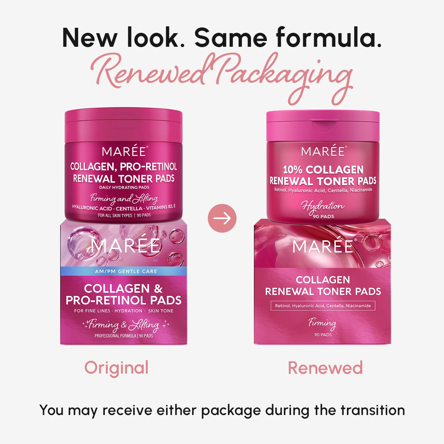 MAREE Collagen Acne Clearing Polish Pad — close-up shows retinol action for clearer-looking skin.