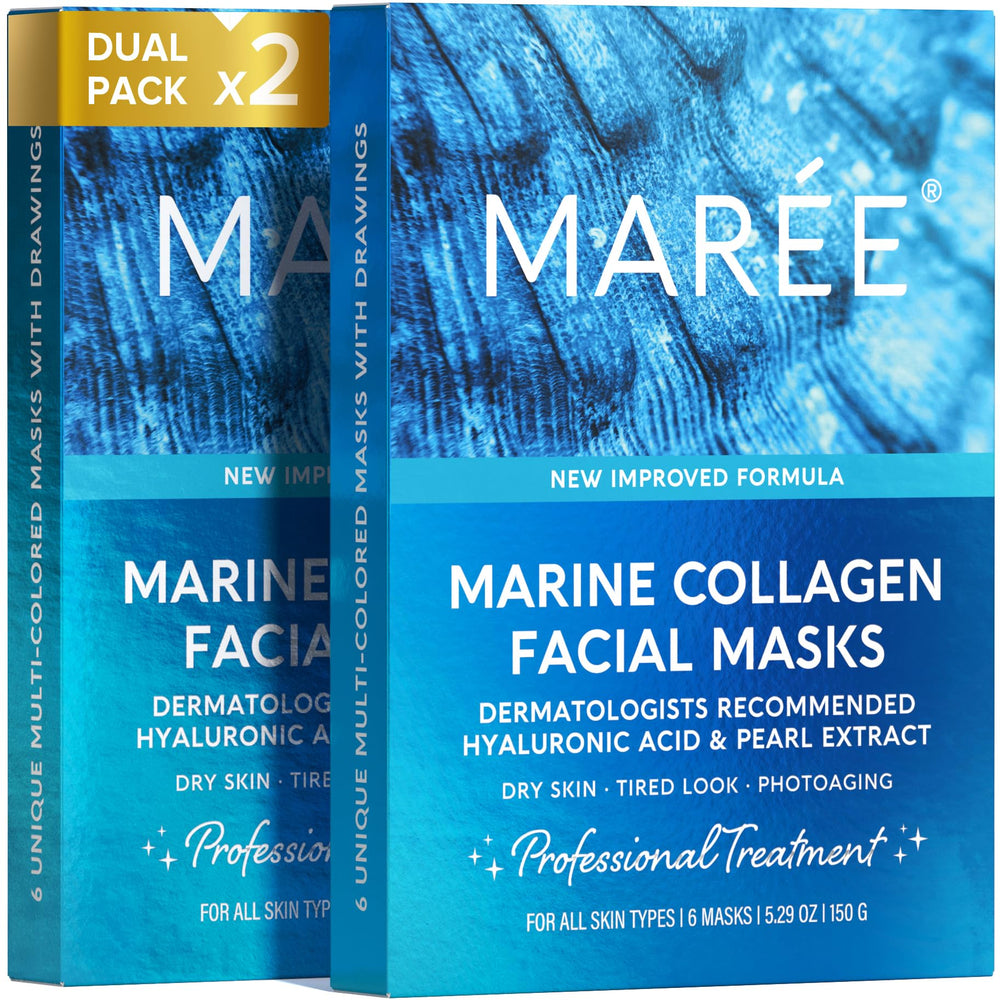 MAREE Collagen Mask pack open—hydration-ready sheets for a spa-like at-home routine.