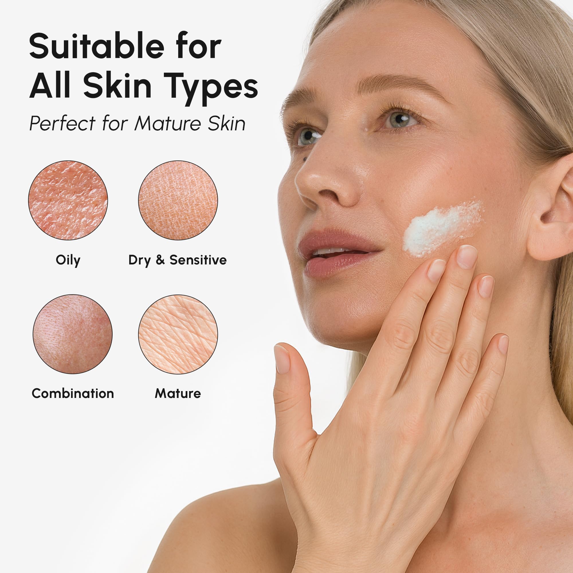 MAREE Face Exfoliator texture-smoothing delivers a satin-soft finish.
