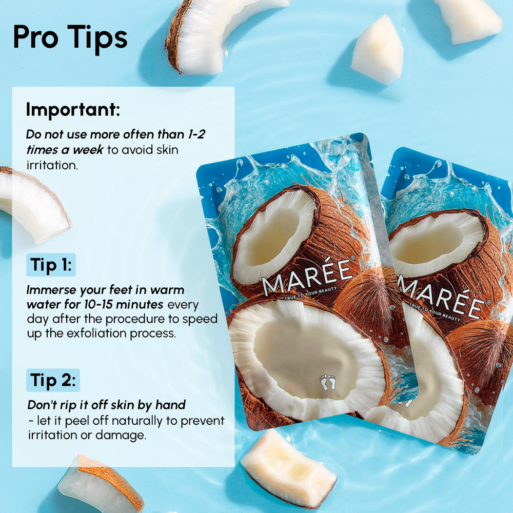 MAREE Foot Peeling Mask removal reveals softened skin after treatment.
