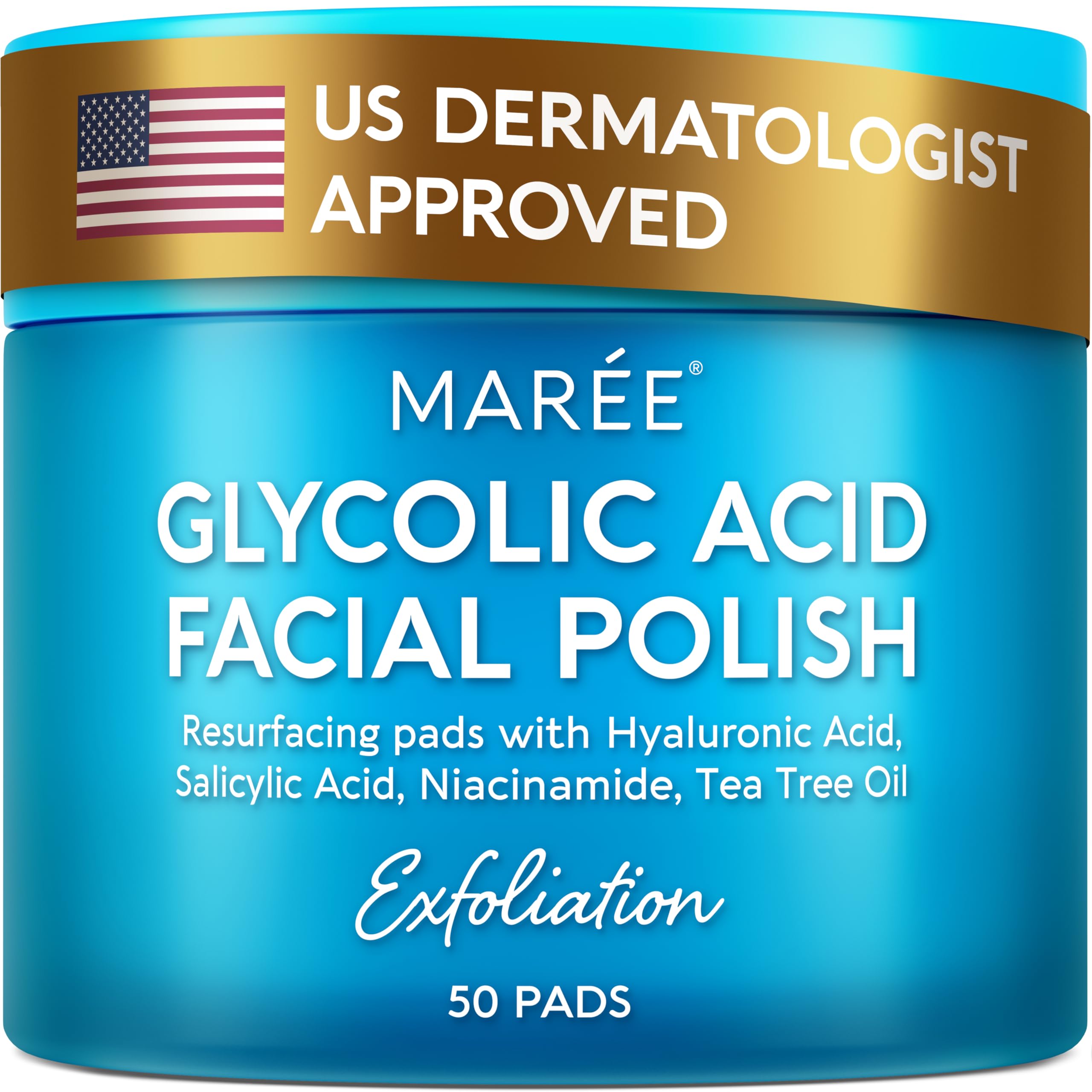 MAREE Glycolic Acid Pads packaging highlights a convenient daily cleansing routine.