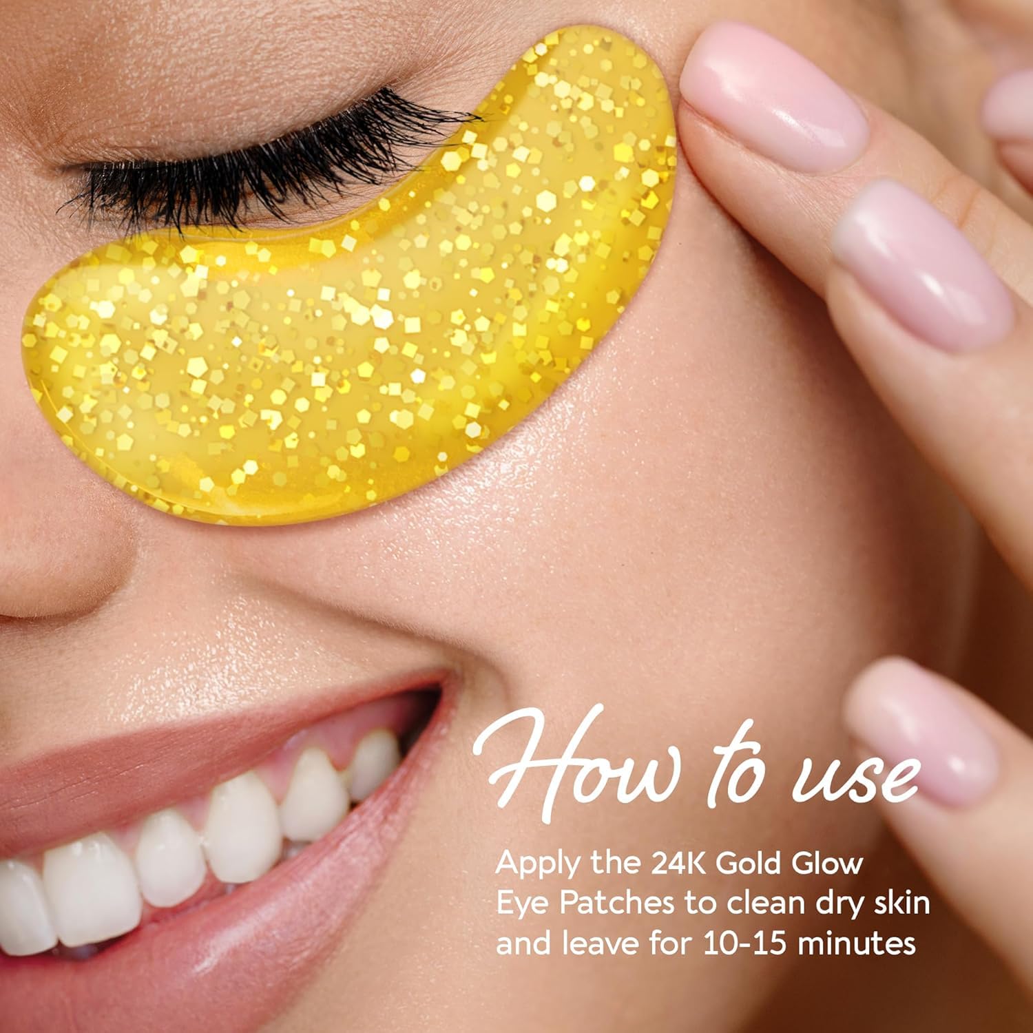 MAREE gold eye patches close-up show cooling relief for puffy eyes