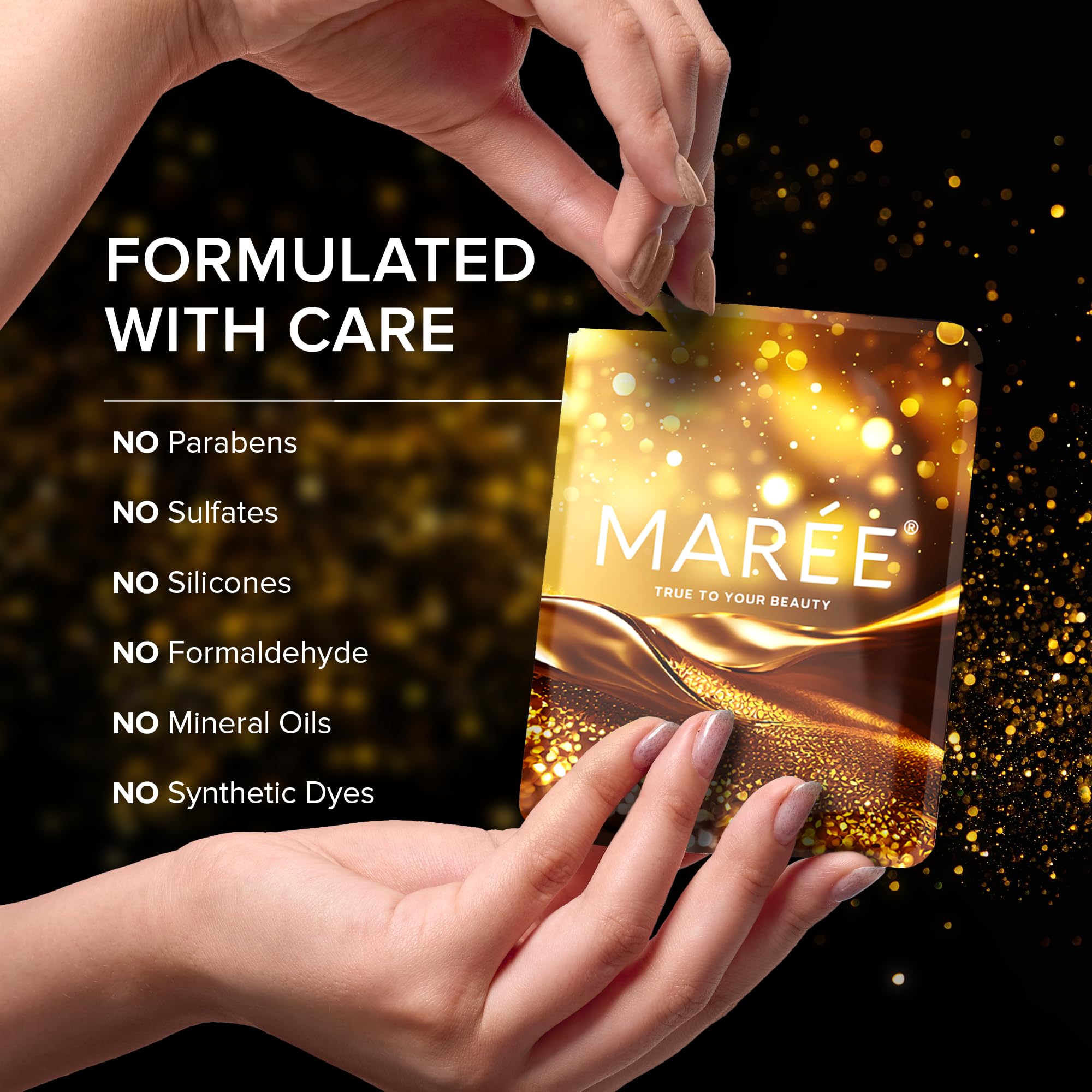 MAREE gold-toned eye patch spa-like travel vibe