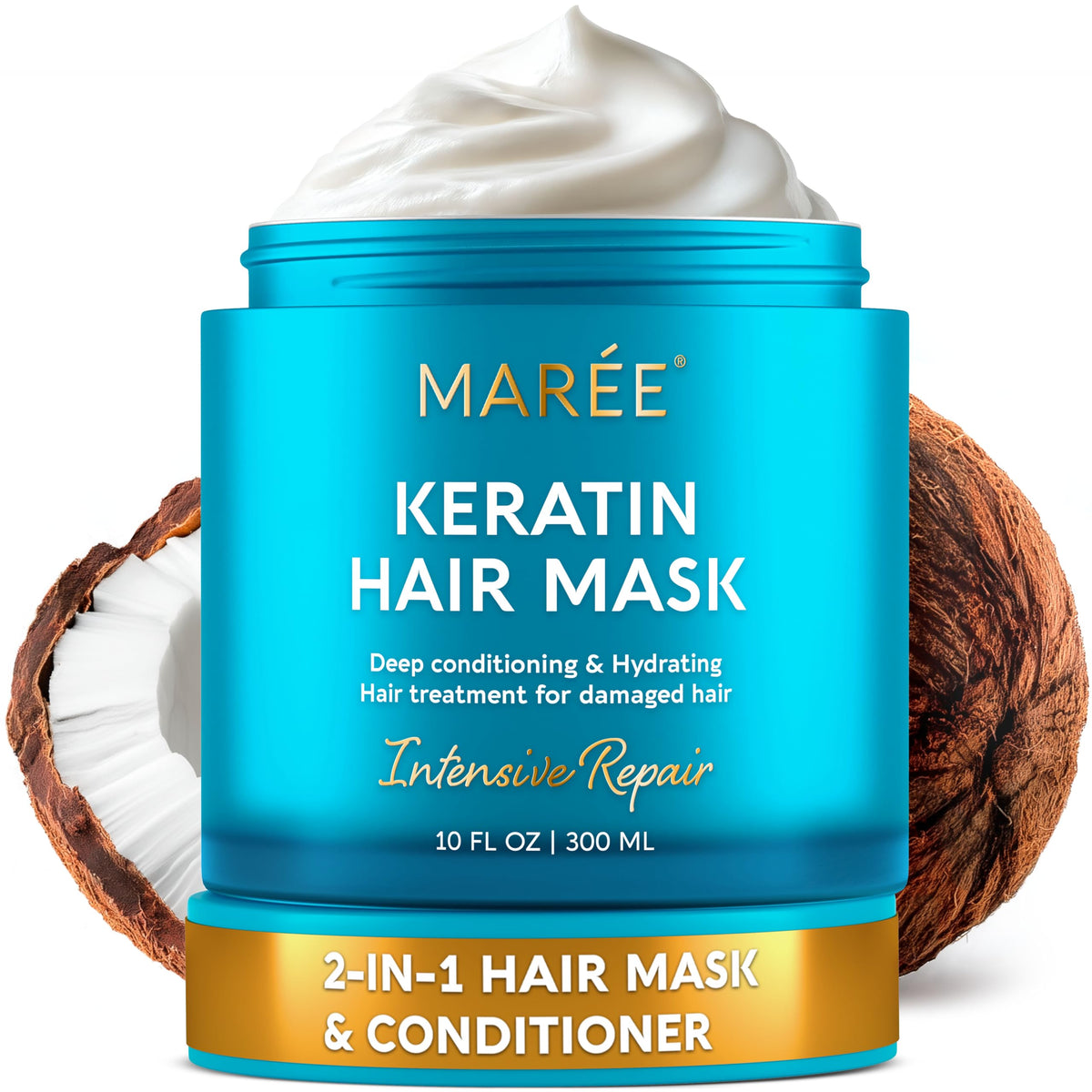 MAREE hair mask jar closeup highlighting rich hydration for dry hair
