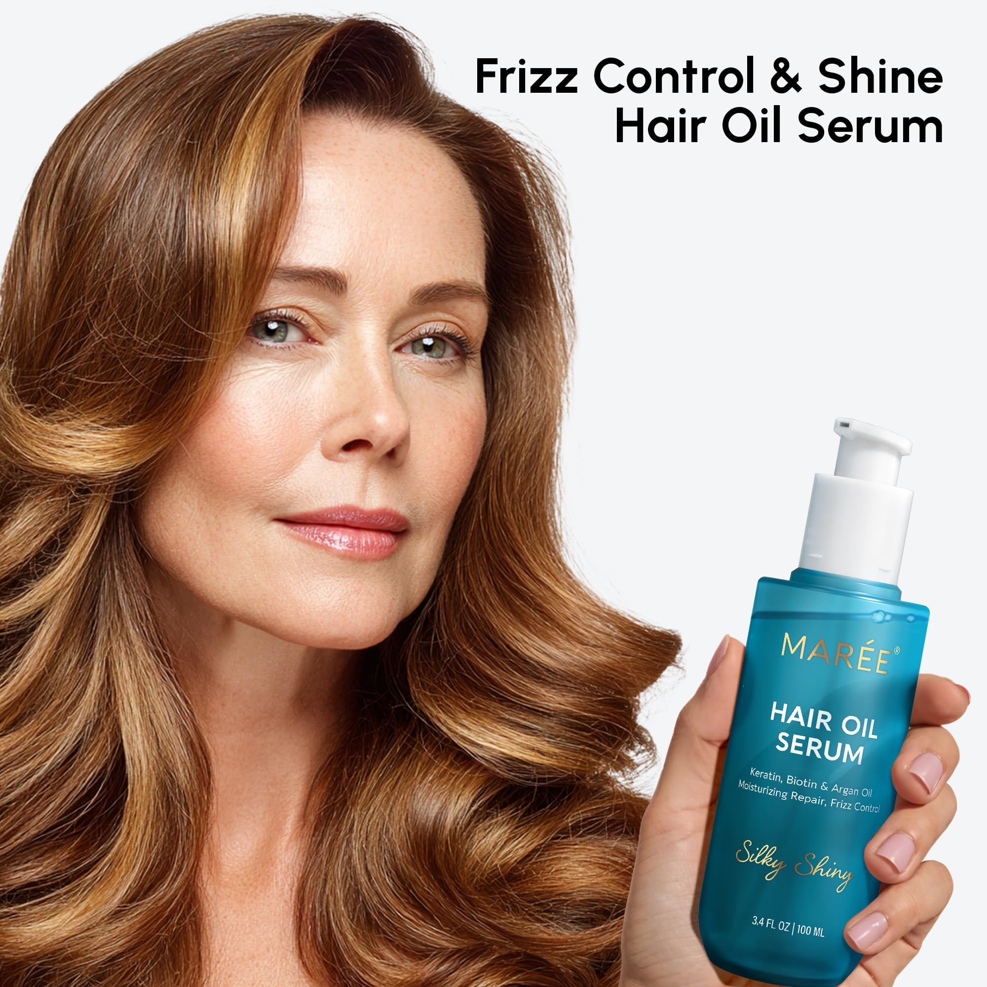 MAREE Hair Oil dry hair softness highlights hydrated, smooth strands.