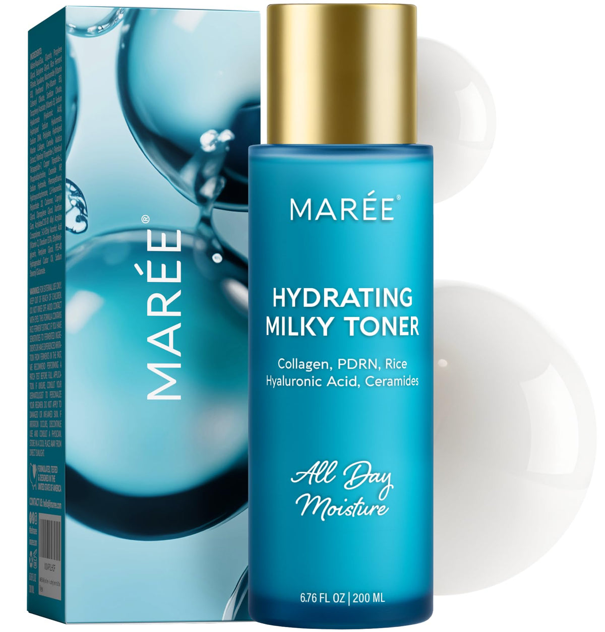 MAREE Hydrating Milky Toner bottle pour demonstrates lightweight hydration