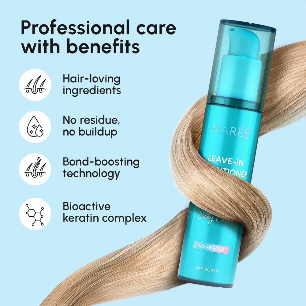 MAREE Leave In Conditioner provides light heat protection during styling