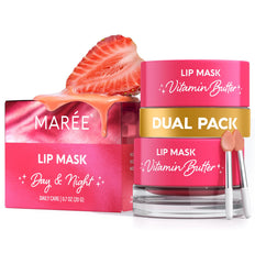 MAREE Lip Mask Overnight tube demonstrates overnight hydration for soft lips.