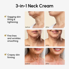 MAREE neck cream with roller application on neck demonstrates lifting and firming routine.