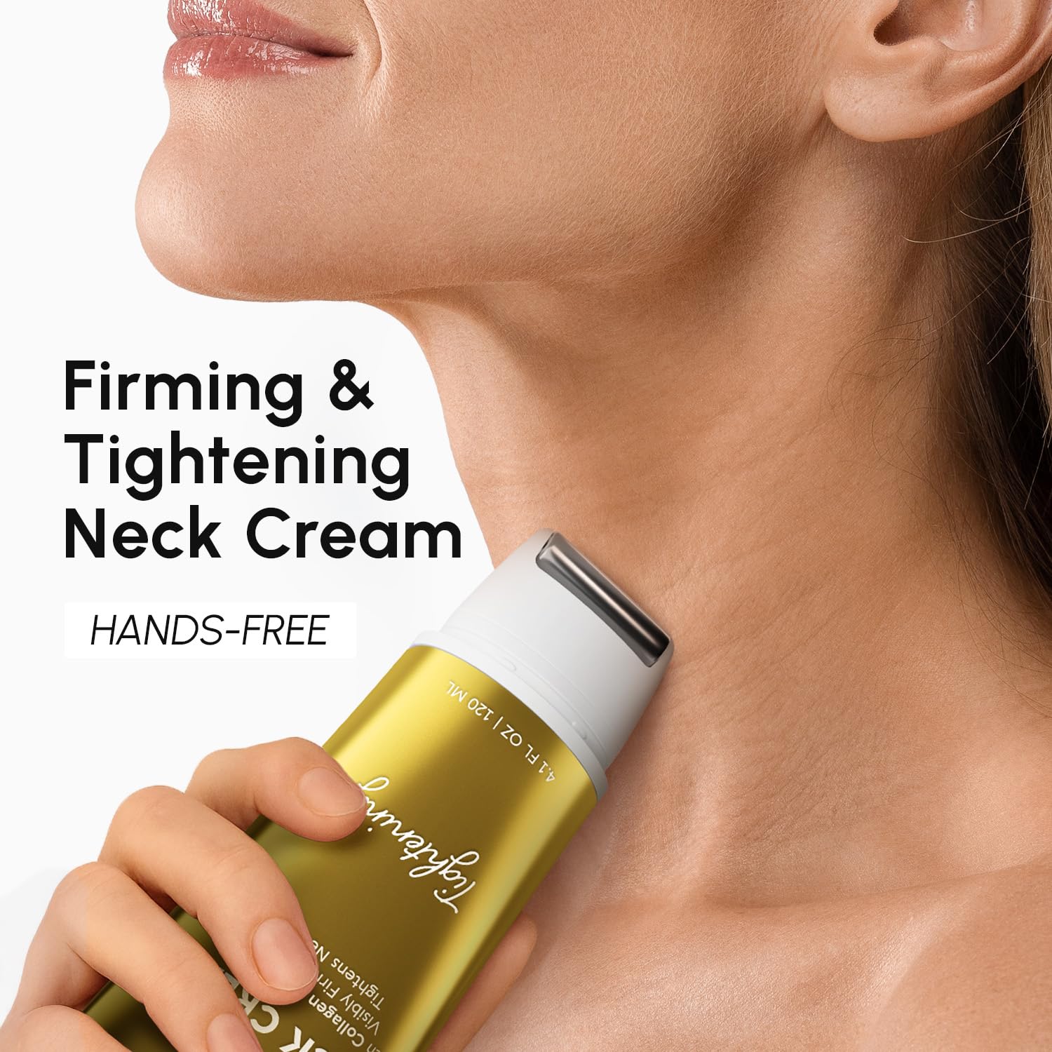 MAREE neck cream with roller roller close-up showing cooling tightening action.