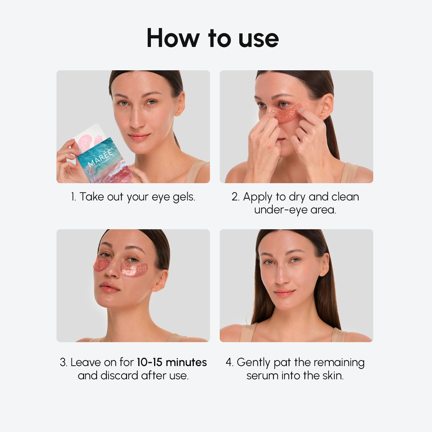 MAREE Pink Eye Gels 20-pair box closeup for daily puffiness and dark circle care