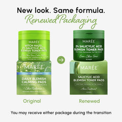 MAREE toner pads application swipe demonstrates easy daily cleansing