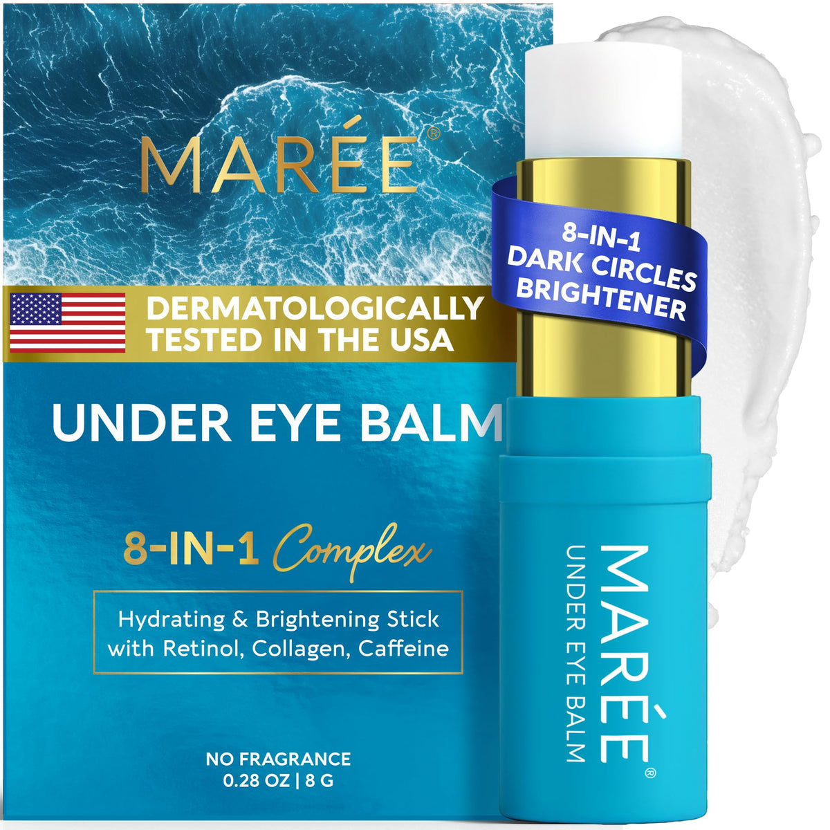 MAREE Under Eye Balm Stick application demonstrating on-the-go hydration