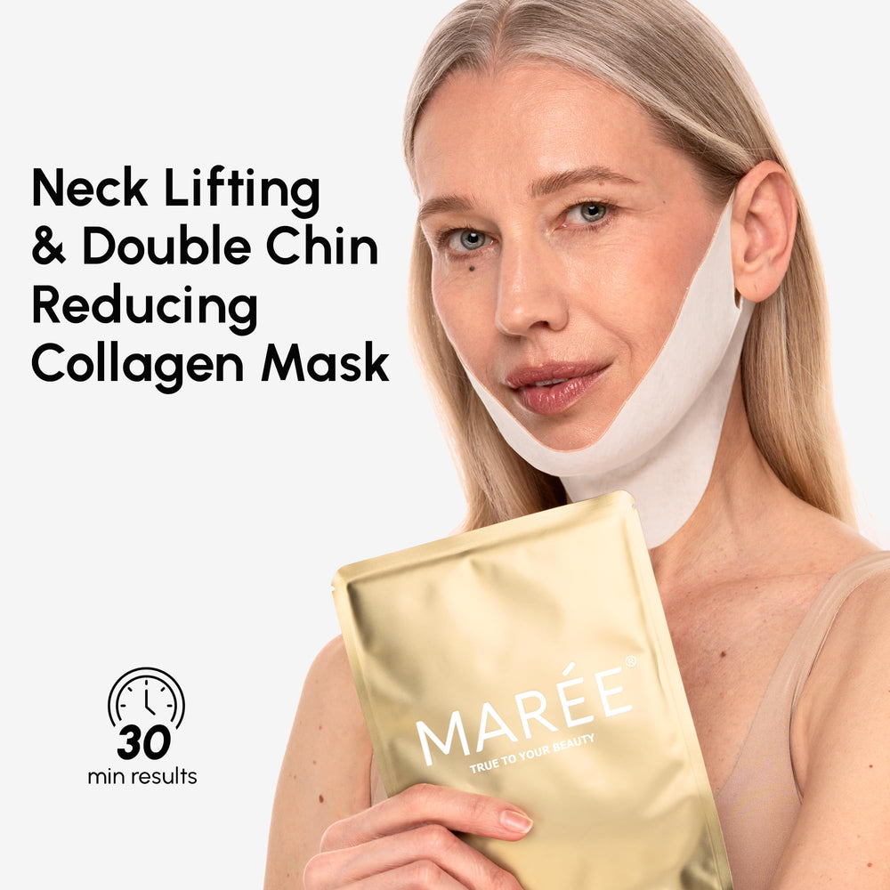Applying the MAREE V Line Mask to face and neck for jawline support.